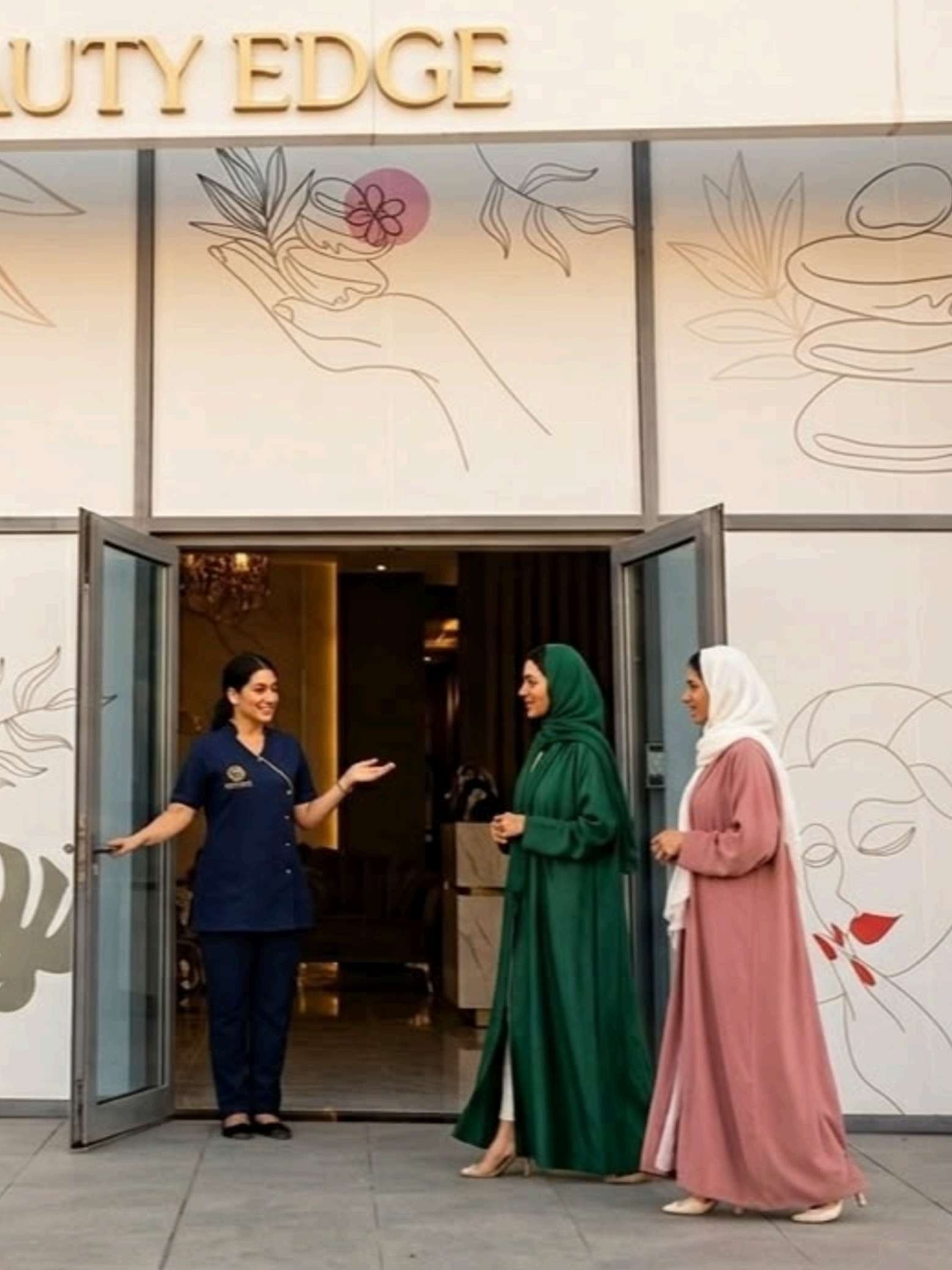 استقبال الضيفات عند مدخل فرع الراكة بالخبر